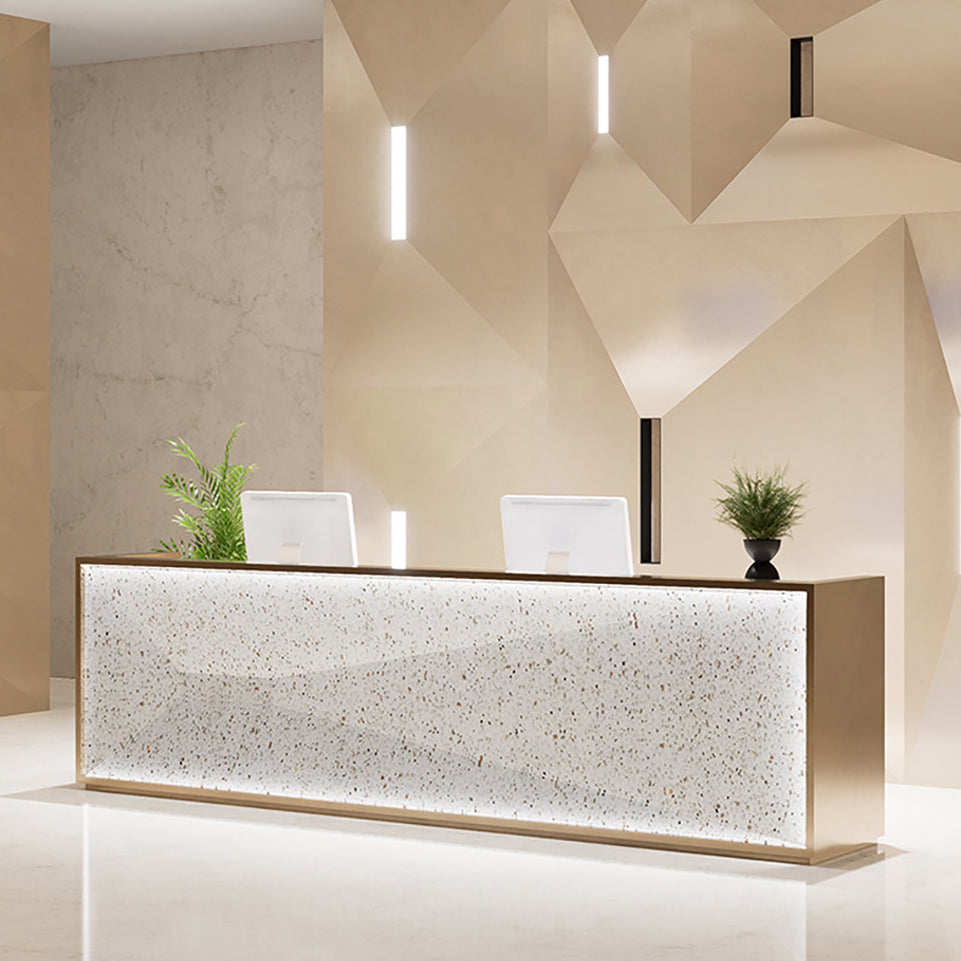 Stainless Steel Straight Reception Desk with Spacious Desktop and Multiple Drawers for Clothing Stores JDT-1018