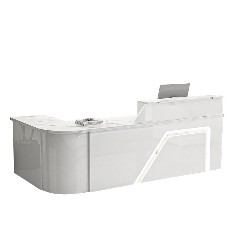 Jigsaw Design L-Shaped Reception Desk with Keyboard Tray and Drawers for Small Supermarkets JDT-1024