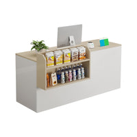 Curved Reception Counter with Keyboard Tray and Multiple Drawers for Salon and Clothing Store JDT-K051