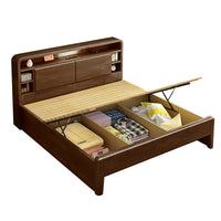 Solid Wood Bedroom Queen Bed with Storage Headboard (In Stock)