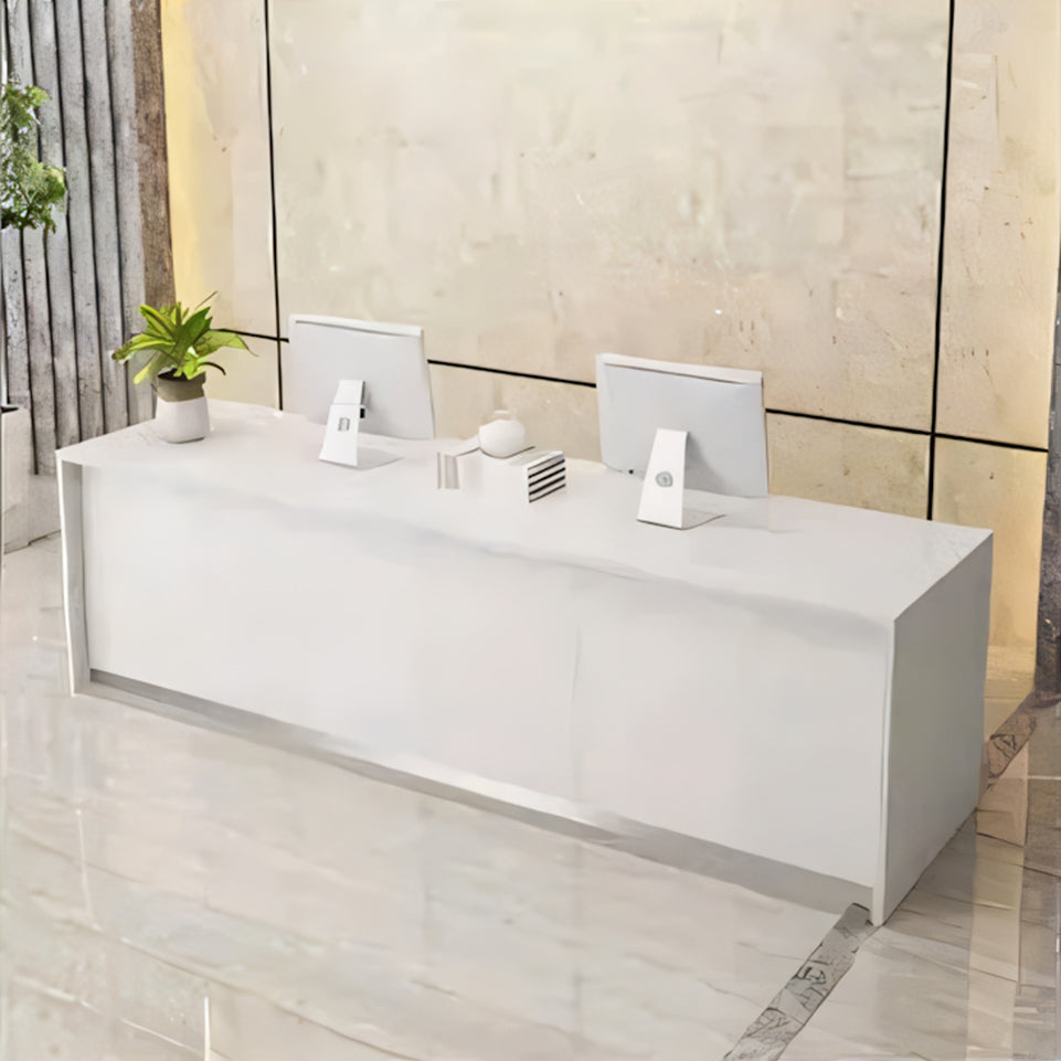 Minimalist Straight Reception Desk with Drawers and Storage Cabinet for Offices and Salons JDT-1092