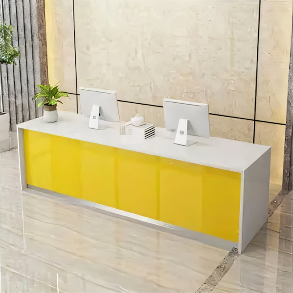 Minimalist Straight Rectangular Reception desk with Drawers and Storage Cabinet for Offices and Salons JDT-1092