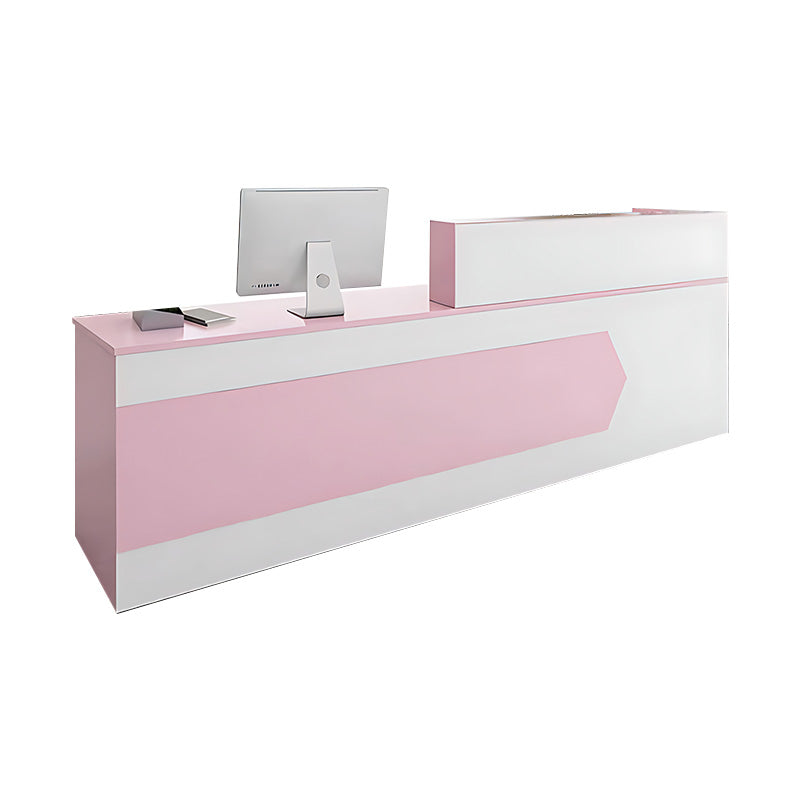 Color-Blocked Straight Reception Desk with Double-Layered Countertop and Lockable Drawer for Offices JDT-1046