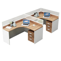 Modern L-Shaped Office Desk with Screen Divider for Employee Workstations BGZ-222
