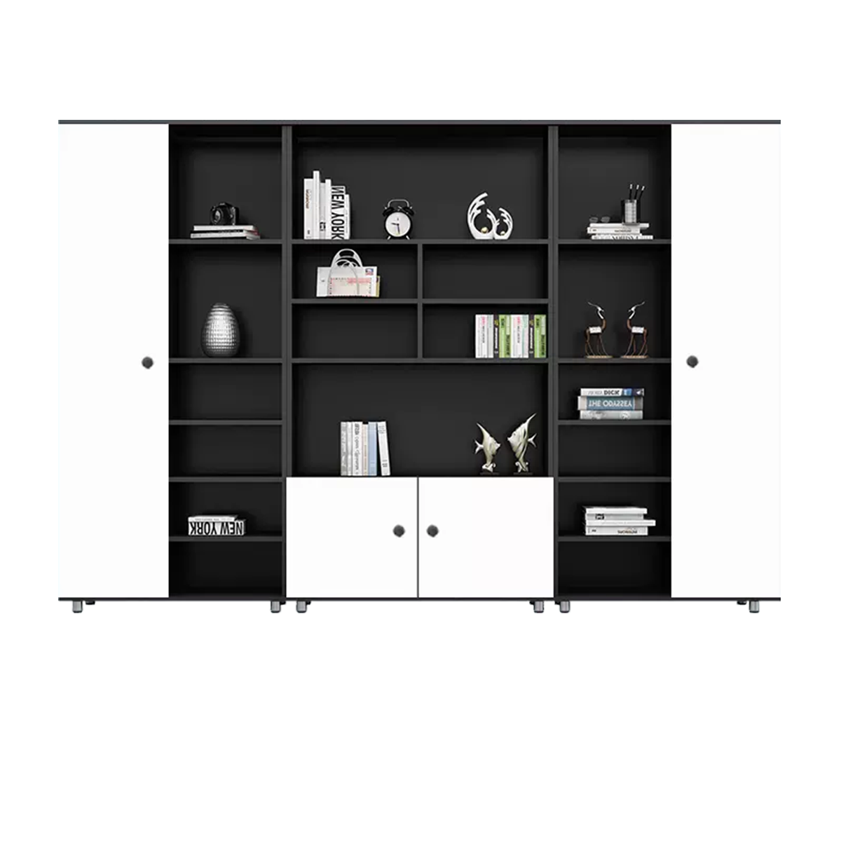 Rectangular Wooden File Cabinet with Open Storage Compartments WJG-745