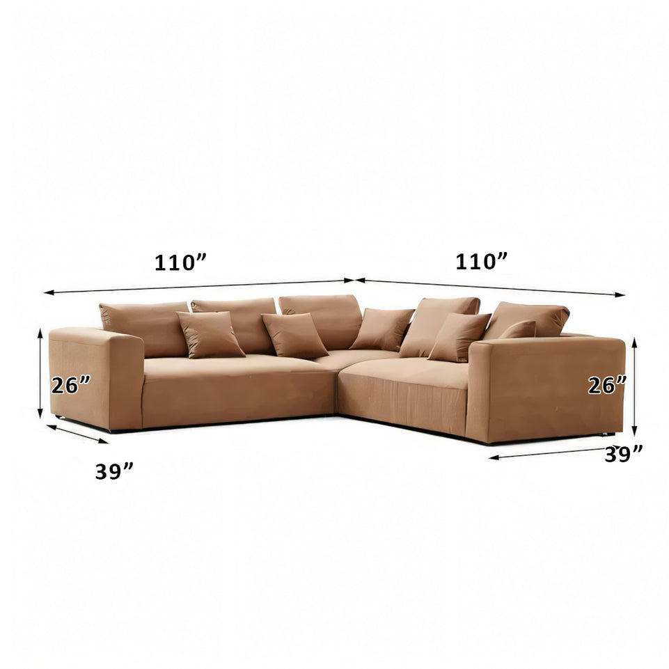 Italian Minimalist Tech Cloth Sectional Sofa Brown Chaise Lounge BSF-2005