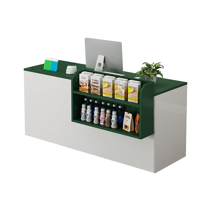 Curved Reception Counter with Keyboard Tray and Multiple Drawers for Salon and Clothing Store JDT-K051