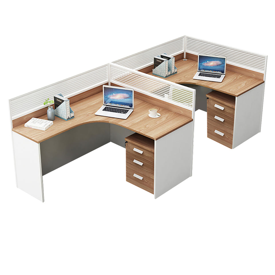 Modern L-Shaped Office Desk with Screen Divider for Employee Workstations BGZ-222