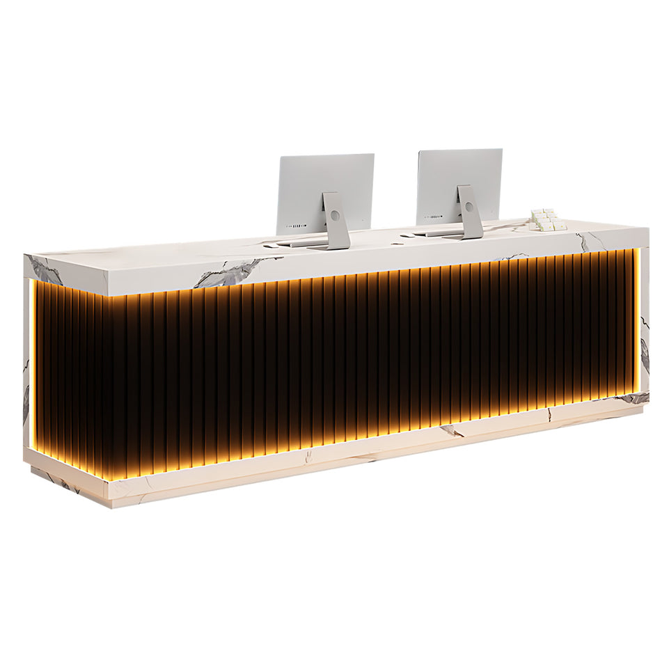 Salon Reception Desk 47-157 in Wide with LED Lighting & Lockable for Salon