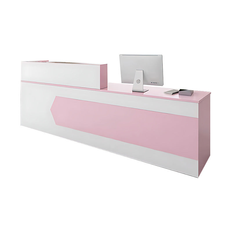 Color-Blocked Straight Reception Desk with Double-Layered Countertop and Lockable Drawer for Offices JDT-1046