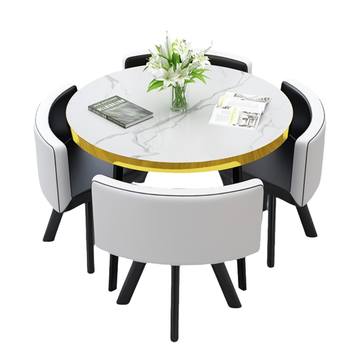 Round Reception Table with 4 Chairs for Office Reception Areas JDZH-2024