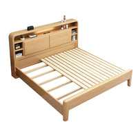 Solid Wood Bedroom Queen Bed with Storage Headboard (In Stock)