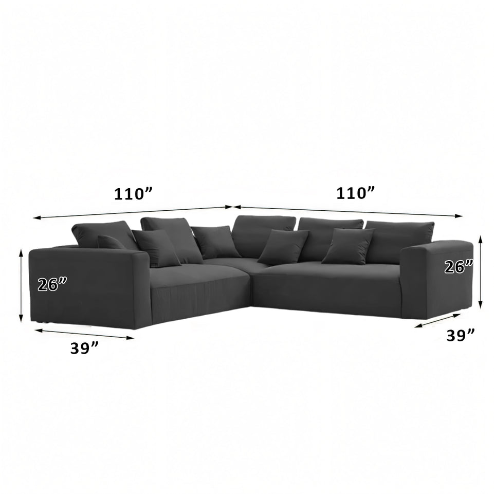 Italian Minimalist Tech Cloth Sectional Sofa Brown Chaise Lounge BSF-2005