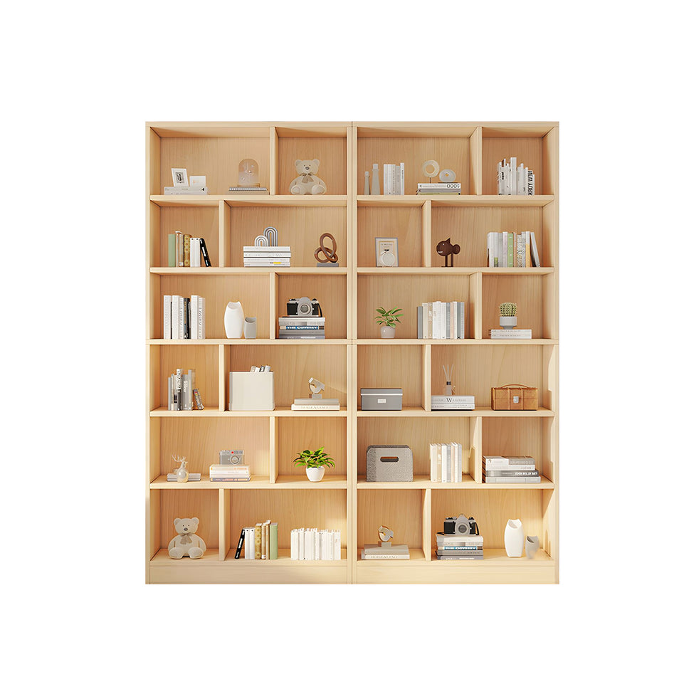 Spacious Floor-to-Ceiling Solid Wood Bookcase with Adjustable Shelves, Eco-Friendly Wood Cabinet for Home or Office CWG-2177