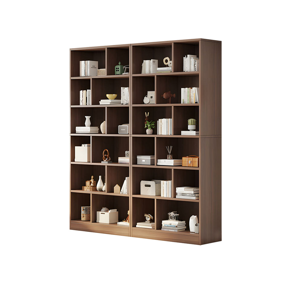 Spacious Floor-to-Ceiling Solid Wood Bookcase with Adjustable Shelves, Eco-Friendly Wood Cabinet for Home or Office CWG-2177