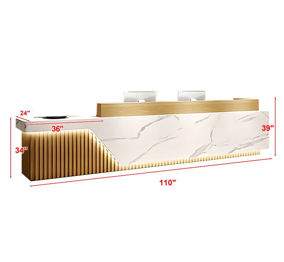 Color-Blocked Straight Integrated Reception Desk with Large Storage for Hotels and Offices JDT-1094