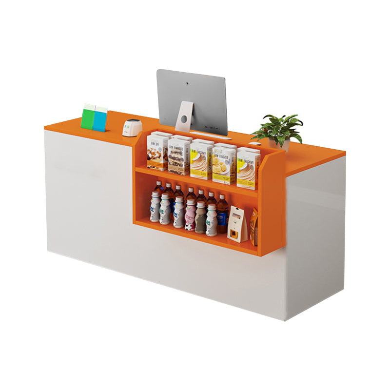 Curved Reception Counter with Keyboard Tray and Multiple Drawers for Salon and Clothing Store JDT-K051