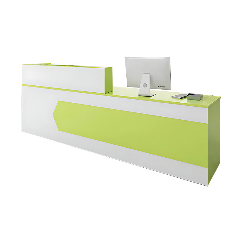 Color-Blocked Straight Reception Desk with Double-Layered Countertop and Lockable Drawer for Offices JDT-1046