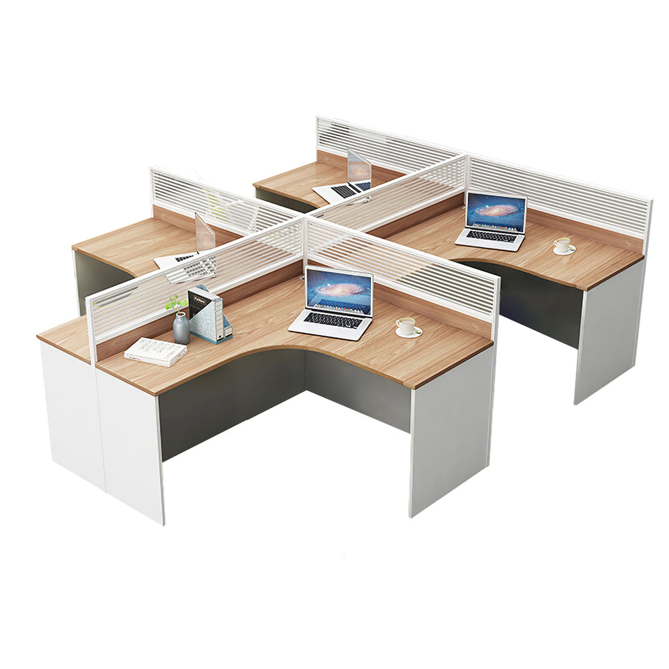 Modern L-Shaped Office Desk with Screen Divider for Employee Workstations BGZ-222