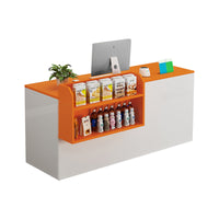 Curved Reception Counter with Keyboard Tray and Multiple Drawers for Salon and Clothing Store JDT-K051