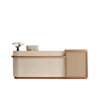 Natural Rattan Reception Desk Modern Office Furniture Storage Drawers JDT-2294