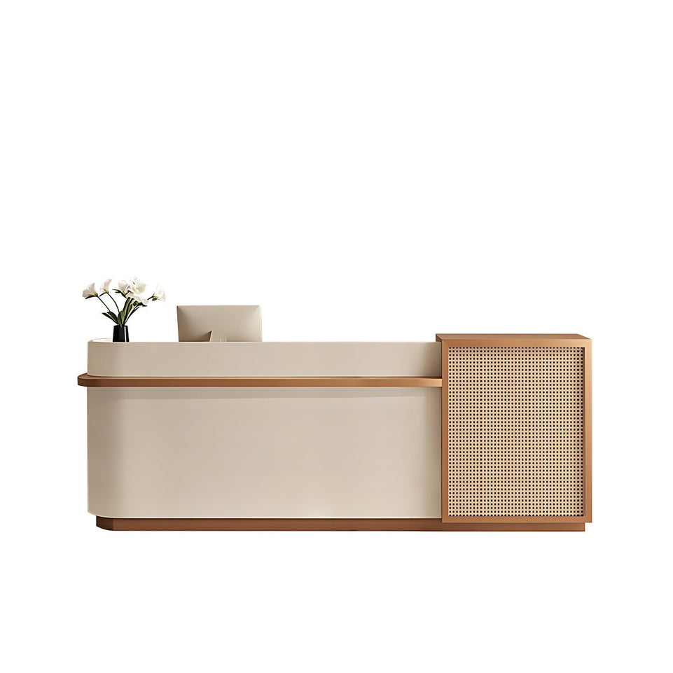 Natural Rattan Reception Desk Modern Office Furniture Storage Drawers JDT-2294