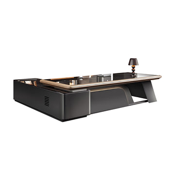 Modern Office Furniture Warm-Toned Executive Desk Boss Table with Side Cabinet L-Shape Corner Desk LBZ-1094