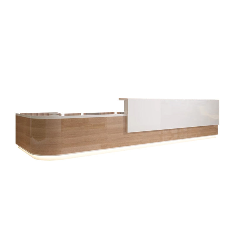 Color-Blocked L-Shaped Reception Desk with Drawers and Keyboard Tray for Offices JDT-1077