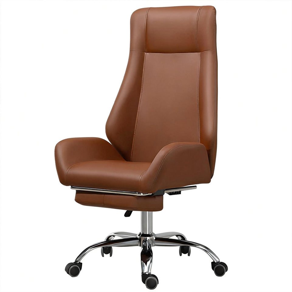 Ergonomic Leather Office Chair Stylish Brown Leather Mid-Back Design BGY-1050
