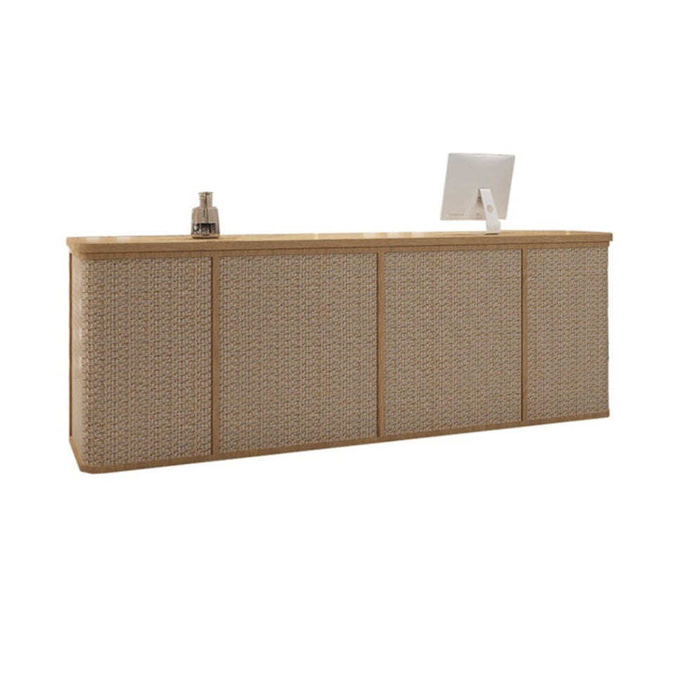 Rattan Straight Front Desk with Storage for Reception and Cash Register JDT-1097