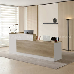 Modern L-Shaped Reception Desk with Side Storage and Drawers JDT-2215（In Stock）