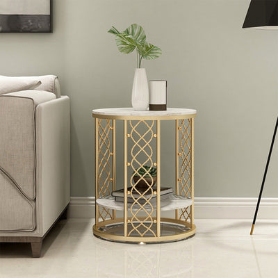 Scandinavian Marble Side Table: Luxurious and Minimalist Accent for Living Rooms