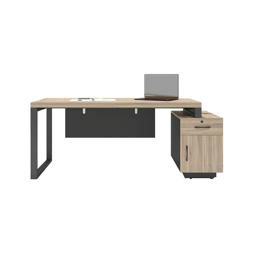 Modern Executive Desk Desk with Side Cabinet Storage and Single Pedestal LBZ-10193