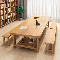 Large Solid Wood Conference Table for Meeting Room or Office with Storage Made of Wood with a Natural Wood Grain HYZ-1078