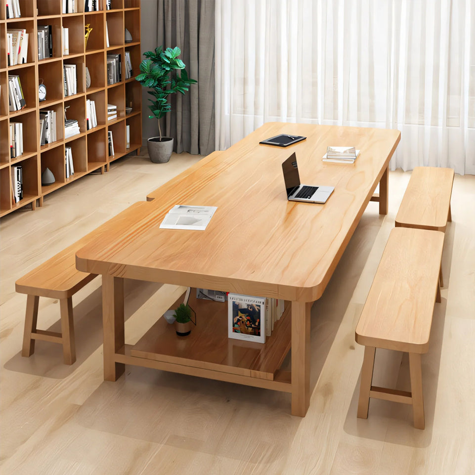 Conference Table for Meeting Room or Office with Storage Made of Wood with a Natural Wood Grain HYZ-1078