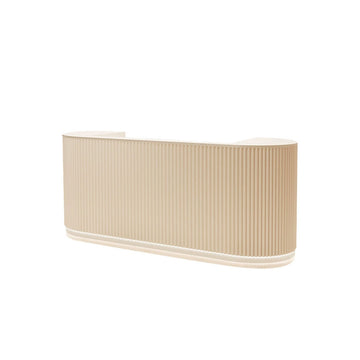 Arc-Edge Straight Striped Reception Desk with Keyboard Tray, Cabinets, and Drawers for Nail Salons JDT-107