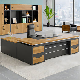 L-Shaped Executive Desk with Cable Management, Side Storage & Lumbar Support