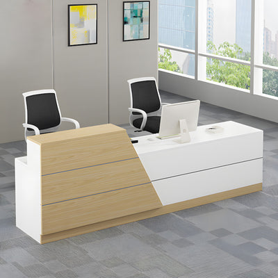 Color-Blocked Front Desk with Compartments and Drawer for Consultation and Guest Reception JDT-1070