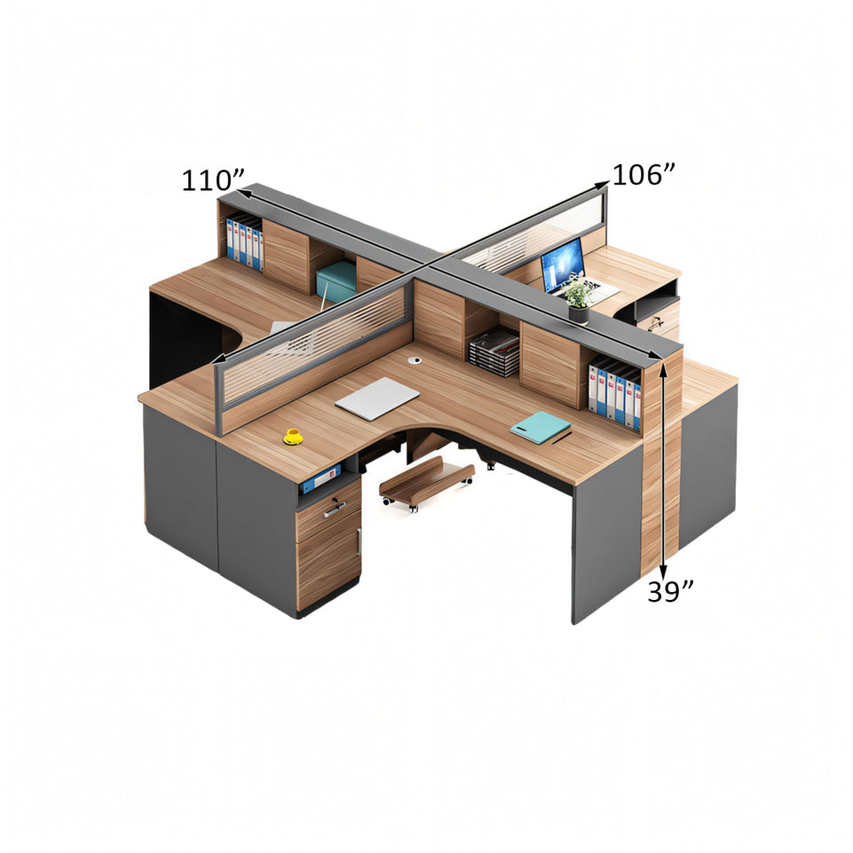 Modern Office Desk and Chair Set with Privacy Panels - Ideal for Workstations BGZ-227