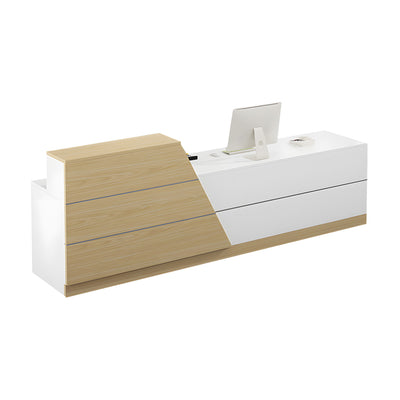 Color-Blocked Front Desk with Compartments and Drawer for Consultation and Guest Reception JDT-1070
