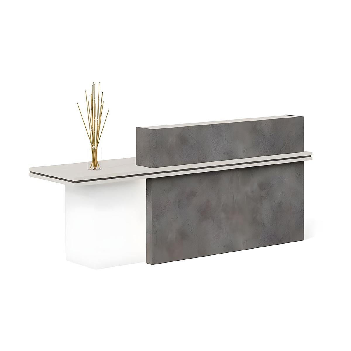 Segmented Design Straight Front Desk with Compartments and Lockable Cabinet for Hotels and Offices JDT-10100