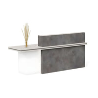 Segmented Design Straight Front Desk with Compartments and Lockable Cabinet for Hotels and Offices JDT-10100