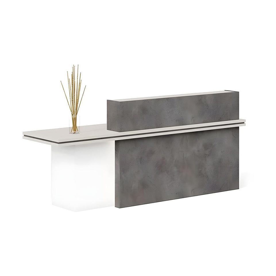 Segmented Design Straight Front Desk with Compartments and Lockable Cabinet for Hotels and Offices JDT-10100