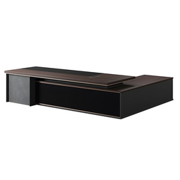 Modern Executive Desk with Cable Management, Side Storage & Marble Top for Home Office