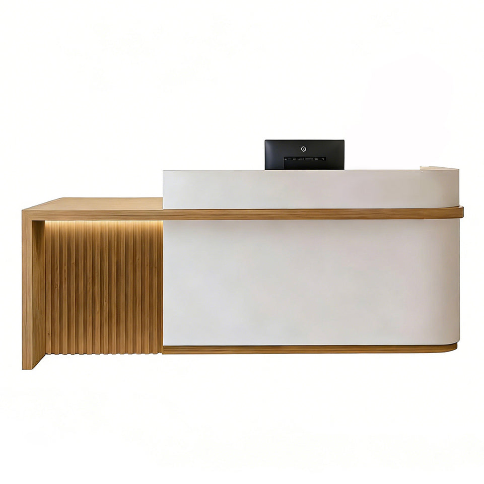 Curved Reception Desk 47-157 in Wide with Transaction Counter for Salon