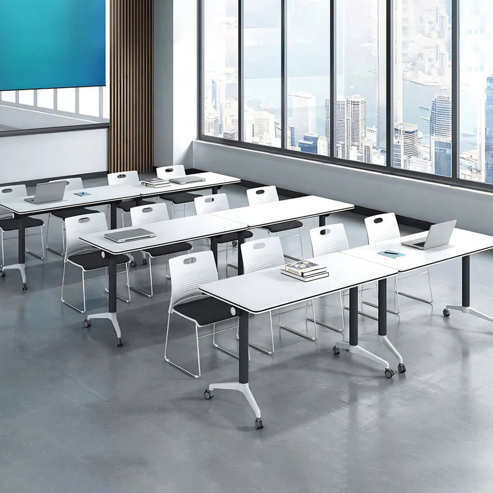 Folding Conference Table and Chairs can be Spliced and Movable Office Desk with Wheels HYZ-10140