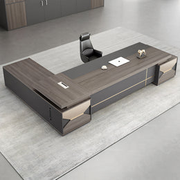 Modern Executive Desk with Side Storage & Lumbar Support for Home Office