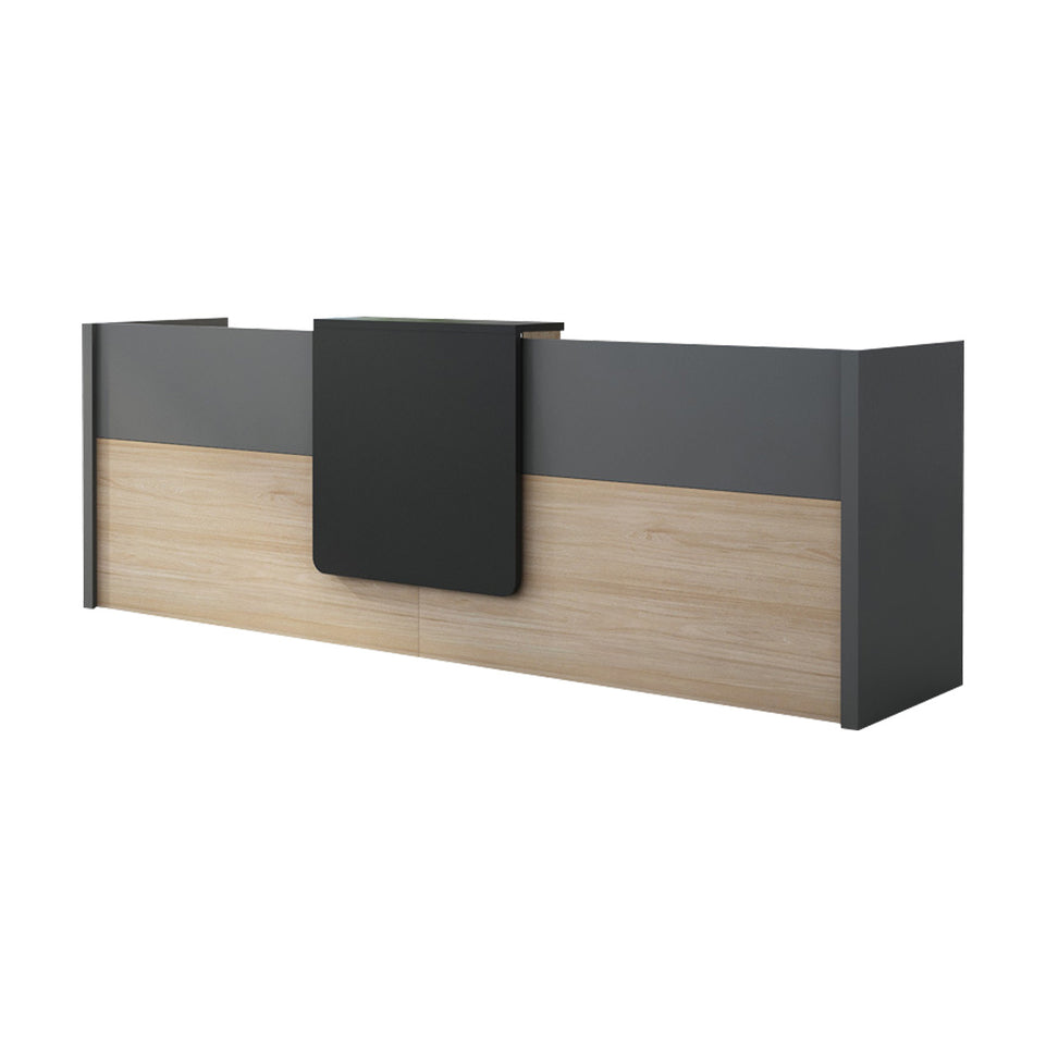 Color-Blocked Two-tone Reception Desk with Compartments and Cabinet for Training Institutions JDT-1084