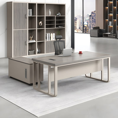 Executive Desk For Work Office Desk With side cabinet For PC With Vent Curtain Board with Wiring BOX LBZ-1073