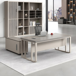 Modern Executive Desk with Cable Management, Side Storage & Lumbar Support for Home Office